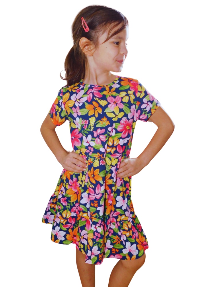 Dívčí šaty kr.r. Kugo SS3588 tmavě modré